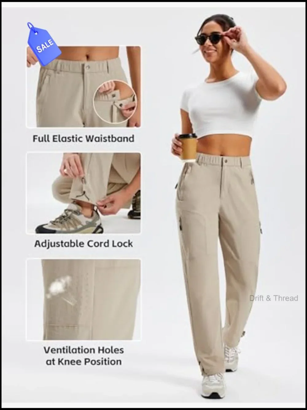 Hiking Cargo Pants Lightweight Quick Dry UPF 50 Water Resistant 5 Pockets